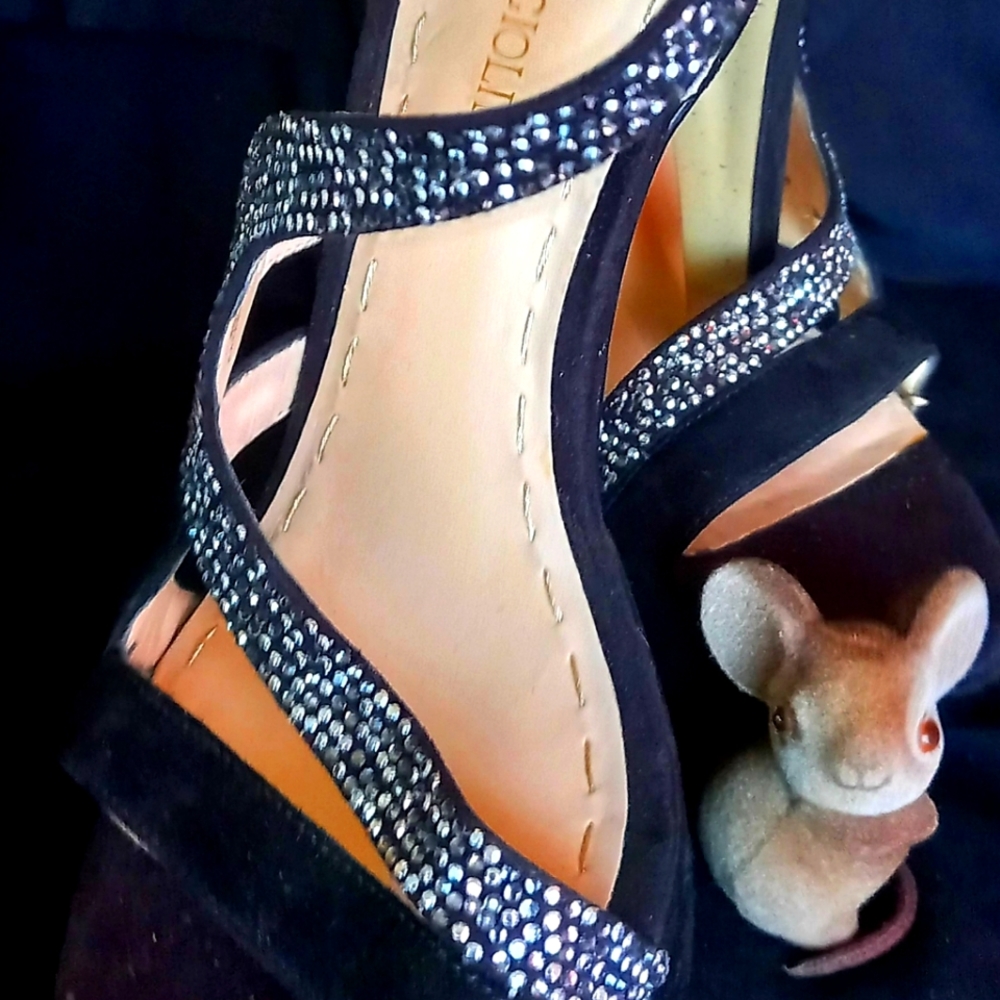 ENZO ANGIOLINI Rhinestones Straps Night Club Stiletto BDSM heels